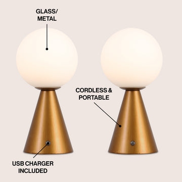 Macie 11.75" Modern Minimalist Globe Rechargeable/Cordless Dimmable Integrated LED Table Lamp with Touch Sensor